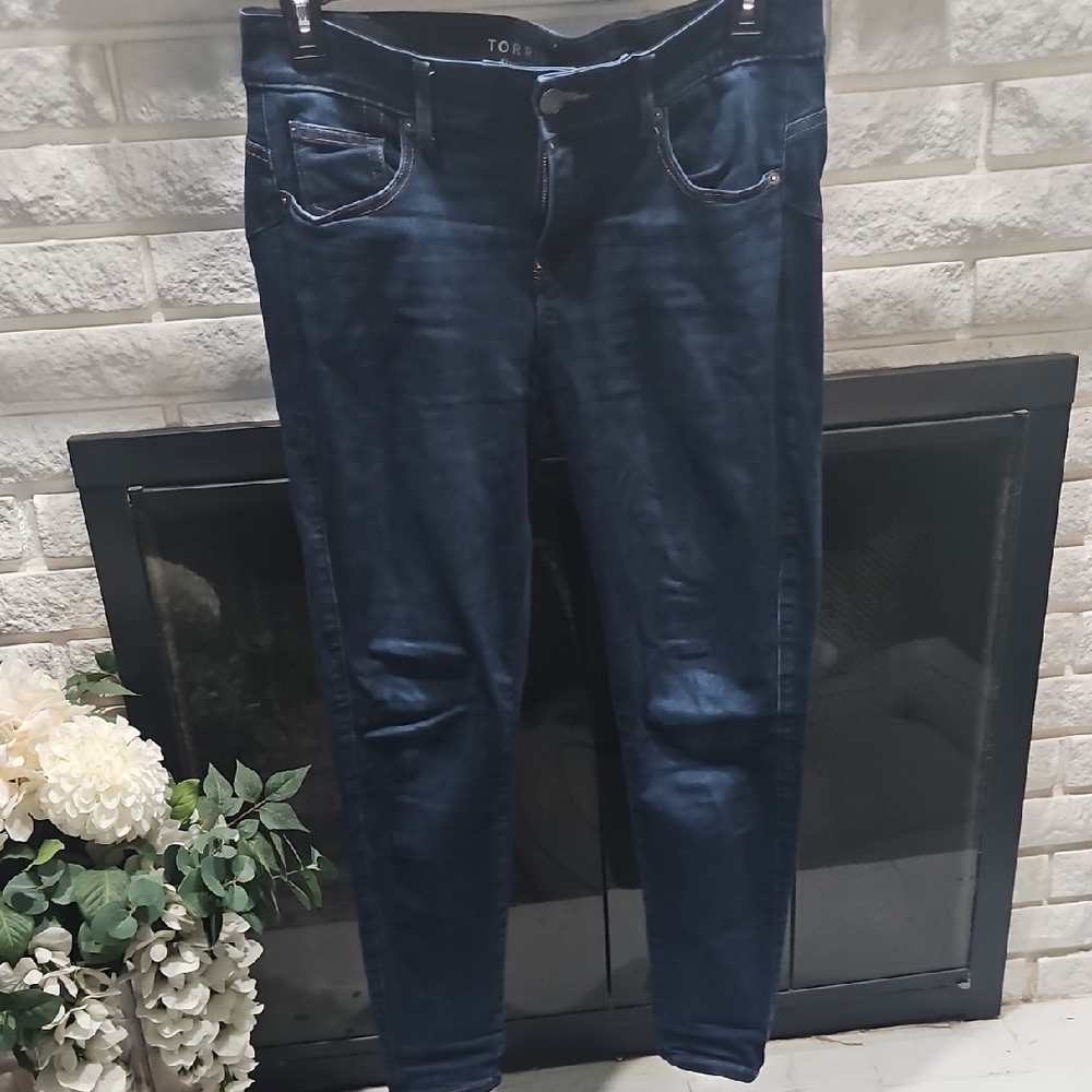 Torrid Blue Bombshell Skinny Jeans with Distressed Details